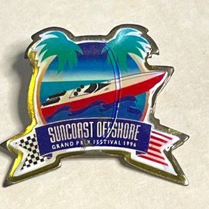 VTG Suncoast Offshore Grand Prix Festival 1996 Boat Lapel Hat Pin 1.5"x1.25"